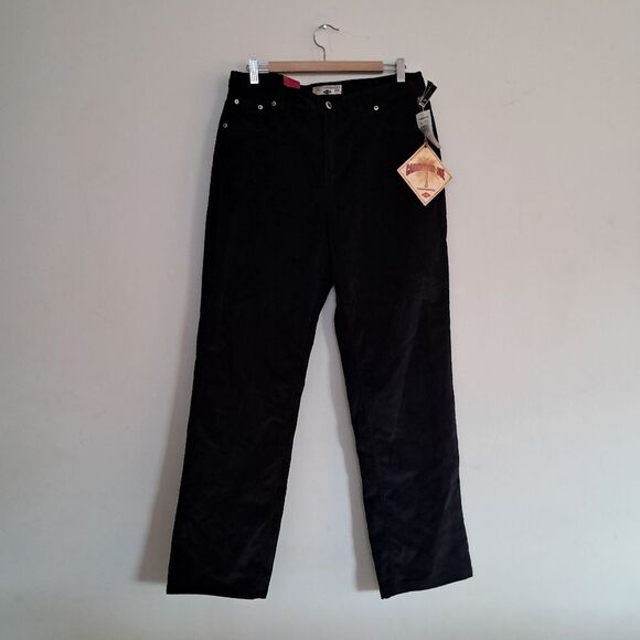 Caribbean Joe Pants Women's 16 Black Velvet Corduroy Retro Classic Fit Stretch - Picture 1 of 12